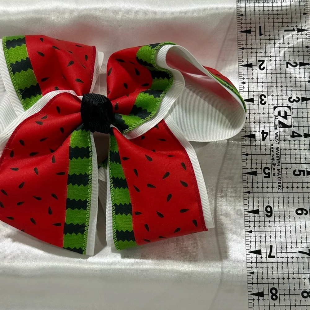 Kids Red Watermelon Print Mega Hair Bow - bundle and save on shipping.